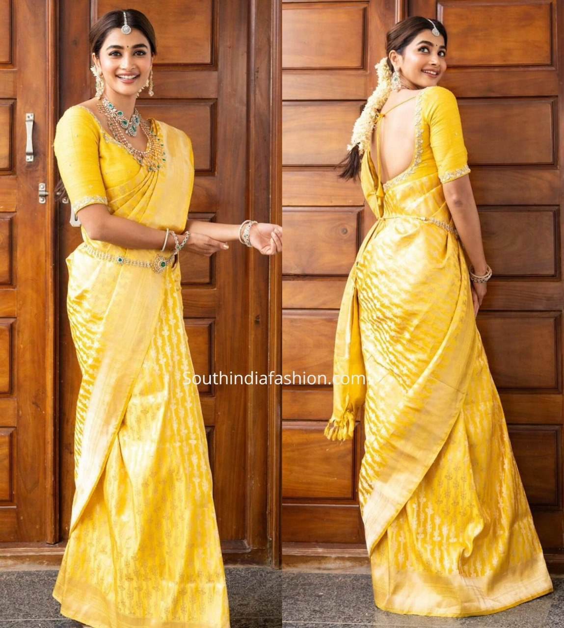 Luxurious Soft Lichi Silk Saree with Floral Patterns – Elegant Traditional Wear - SEEANS