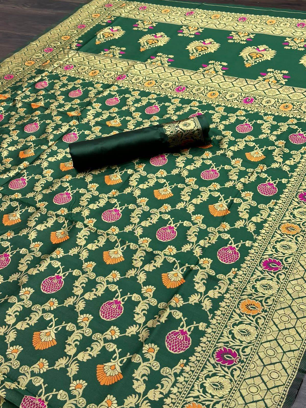 Kanjivaram Soft Lichi Silk Saree with Rich Border & Vintage Weaving - SEEANS