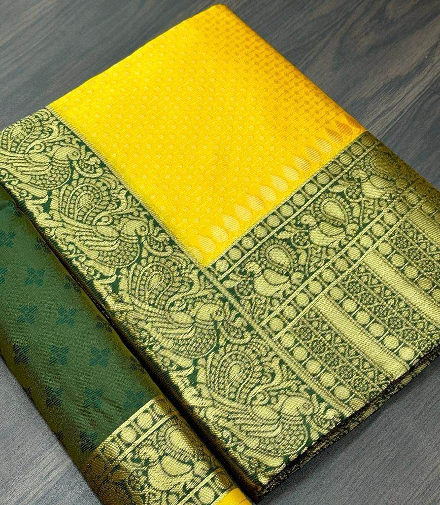KANJIVARAM Soft Lichi Silk Saree with Vintage Design | Elegant Look - SEEANS