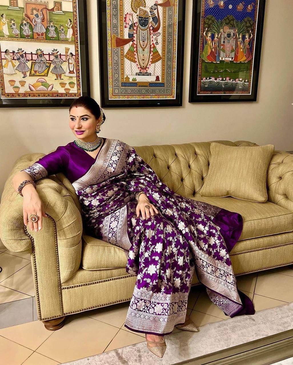 Kanjivaram Soft Litchi Silk Saree | Luxurious, Comfortable, Royal - SEEANS