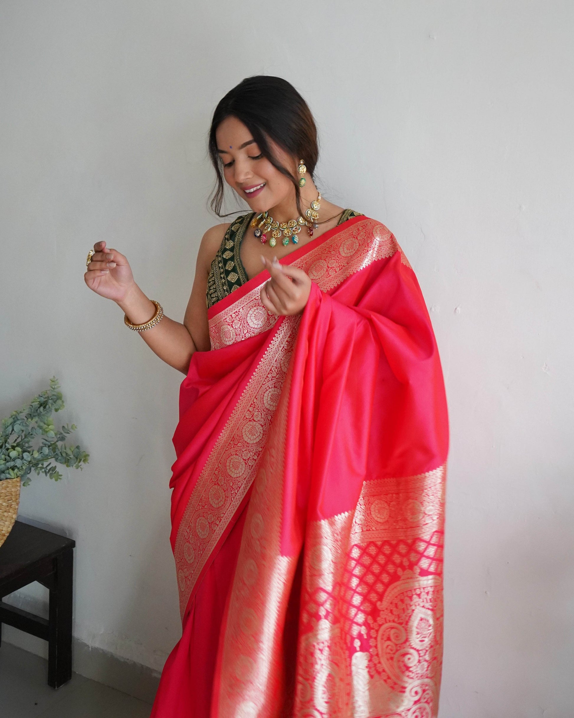 Pure Banarasi Silk Saree with Zari Weaving - Royal & Elegant - SEEANS